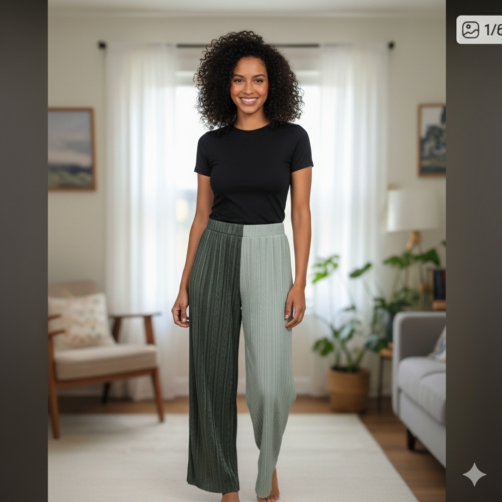 Two-Tone Wide Leg Pants